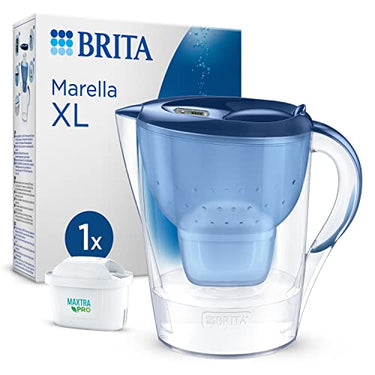 BRITA Wasserfilter Kanne Marella blau (3,5l) inkl. 1x MAXTRA PRO All-in-1 Kartusche – Wasser Filter zur Reduzierung von Kalk, Chlor, Blei, Kupfer & geschmacksstörenden Stoffen im Wasser im Sale